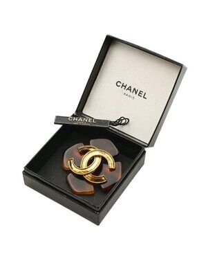 Chanel Coco Mark Tortoiseshell Cross Brooch 94